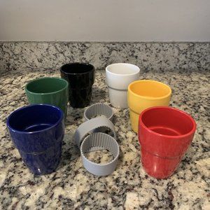 BYCNZB Stacking Coffee Cups Multiple Colors Non-Slip Sleeve
